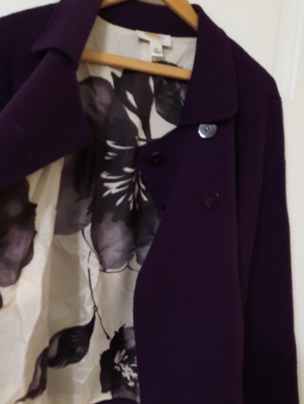 Talbots Petites Double-Breasted Peacoat in Deep Plum - Picture 9 of 12